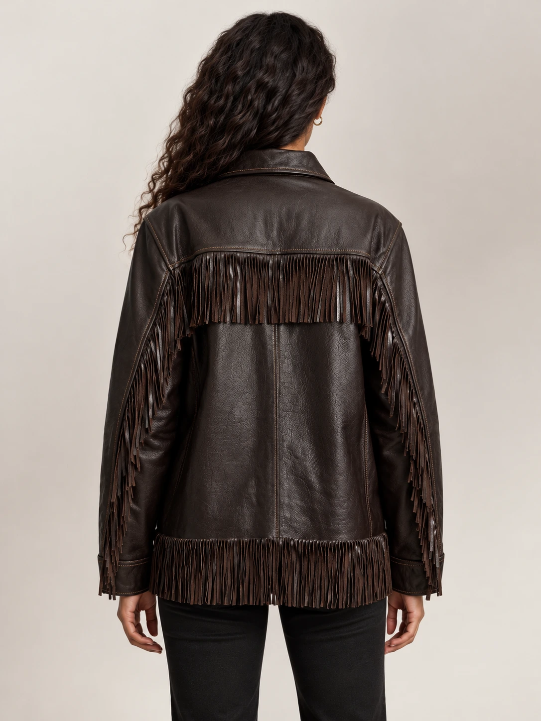 Women's Fringe-Trim Leather Jacket