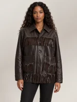 Women's Fringe-Trim Leather Jacket
