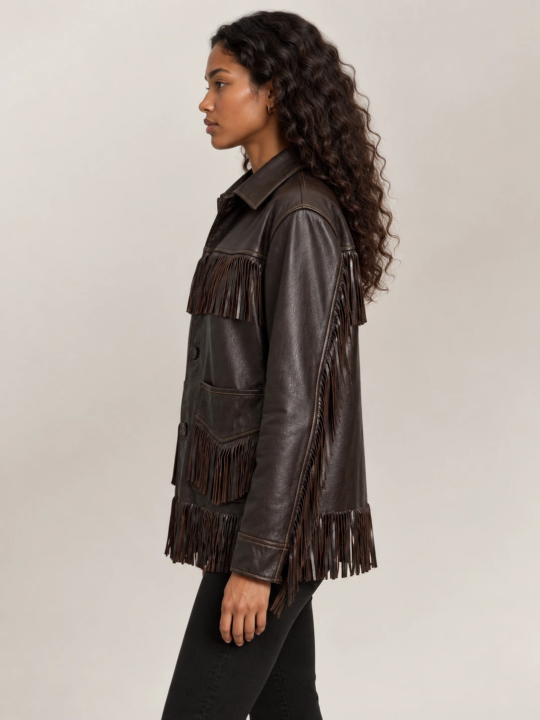 Women's Fringe-Trim Leather Jacket