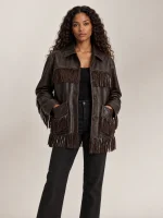 Women's Fringe-Trim Leather Jacket