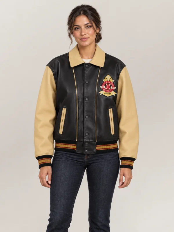 Women's Avirex Cheif High Hawk Varsity Leather Jacket