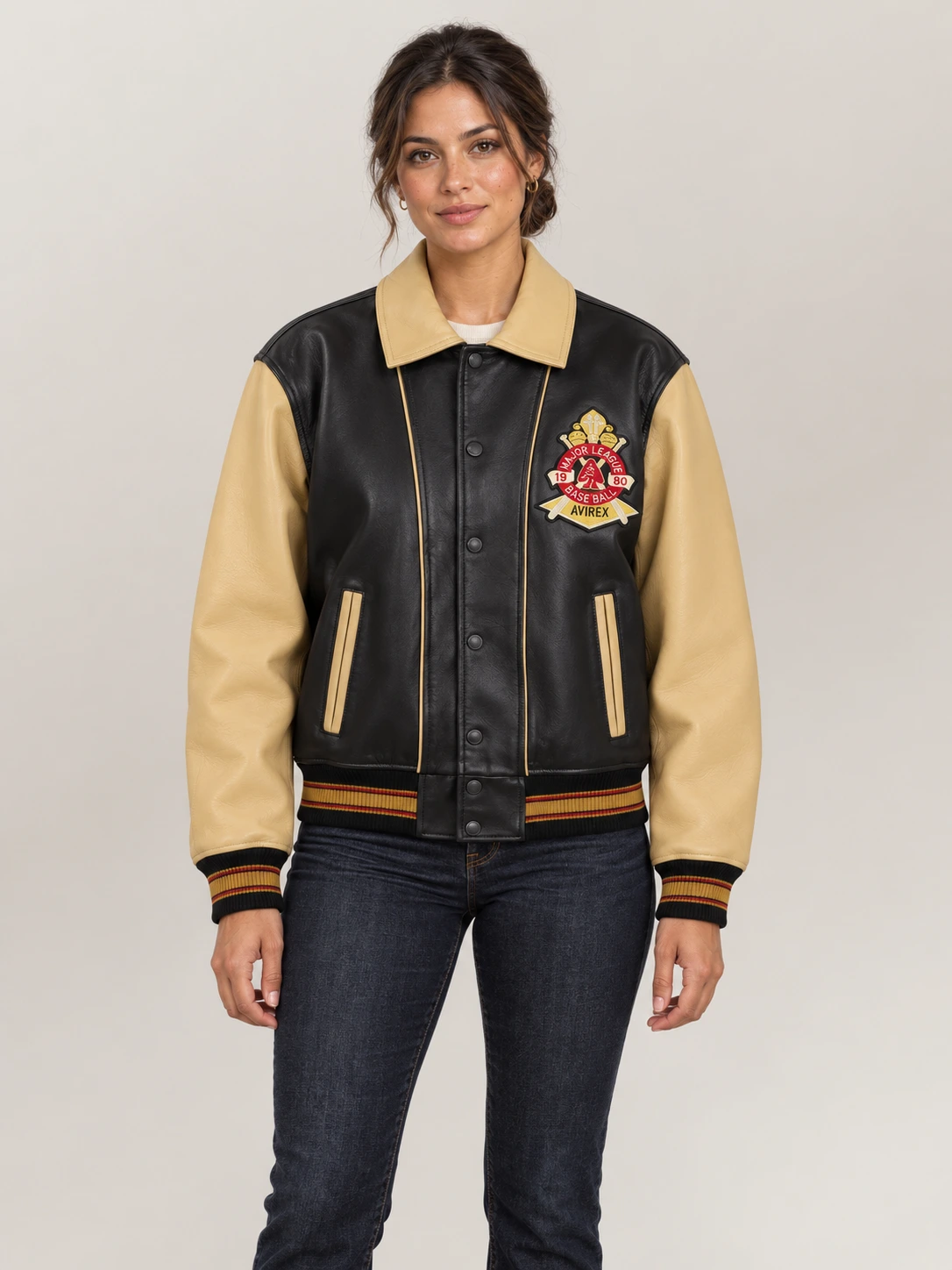 Women's Avirex Cheif High Hawk Varsity Leather Jacket