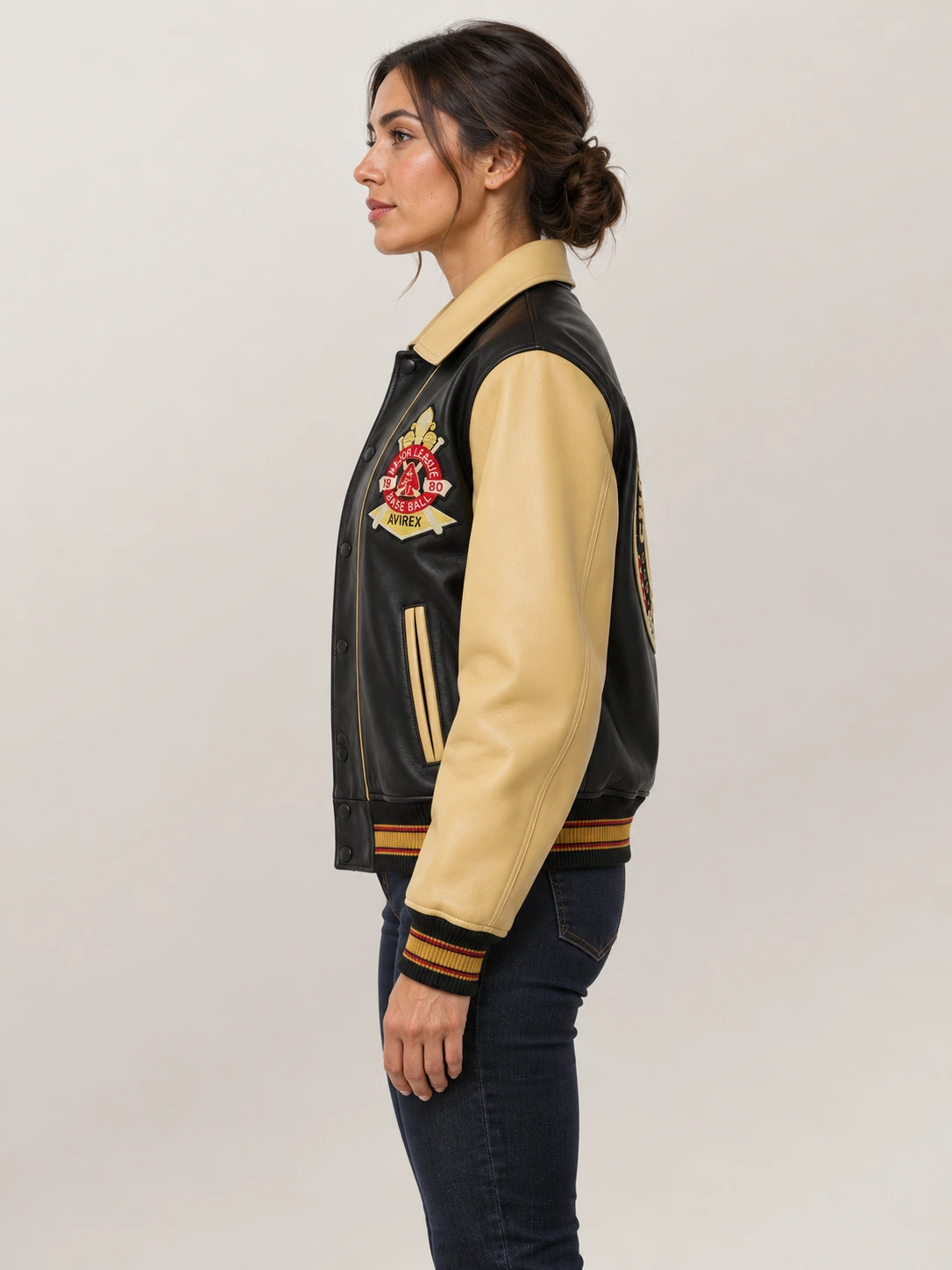 Women's Avirex Cheif High Hawk Varsity Leather Jacket