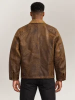 Men's Leather Corduroy Collar Jacket
