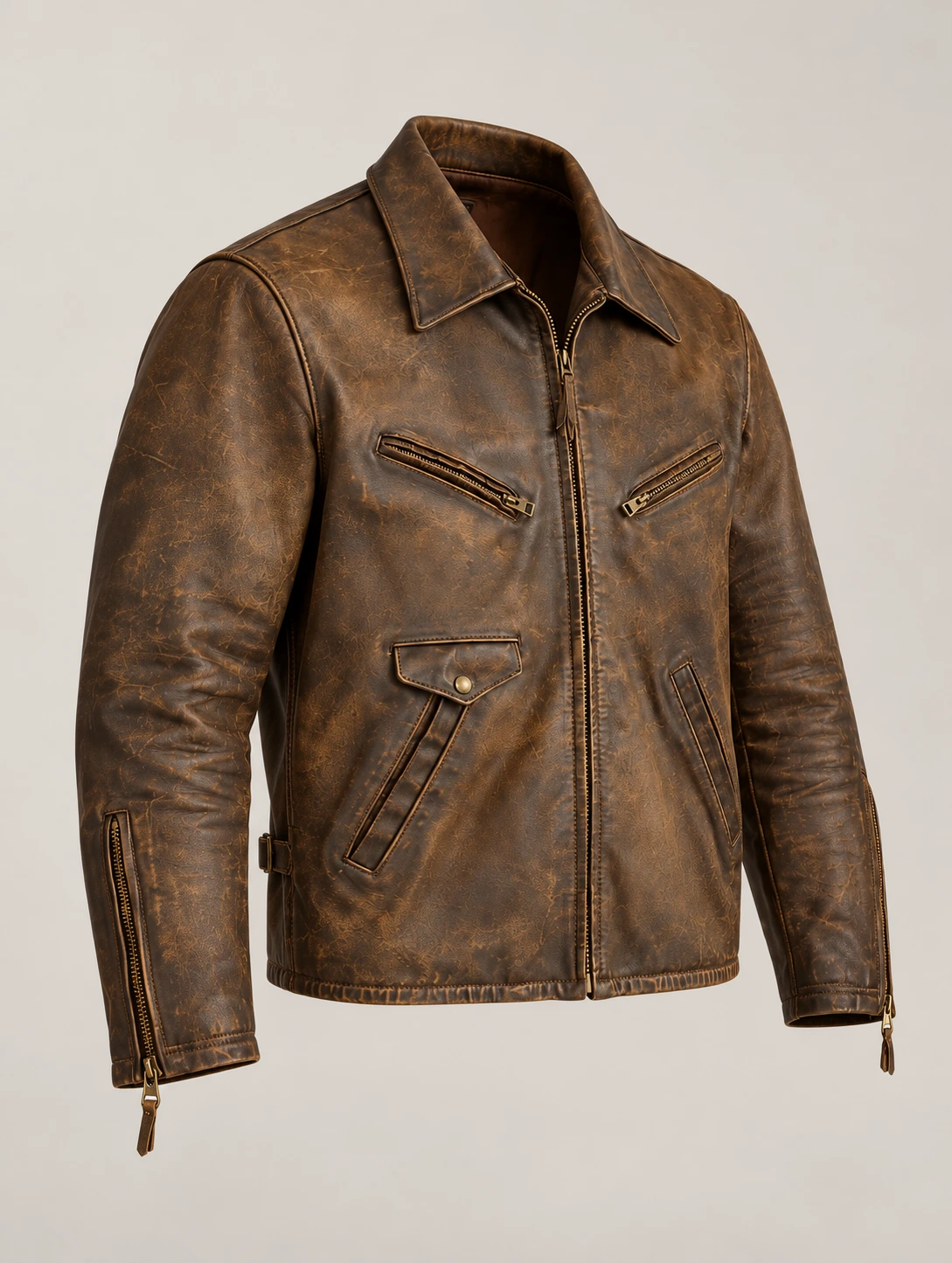 Men's Vintage Brown Leather Jacket