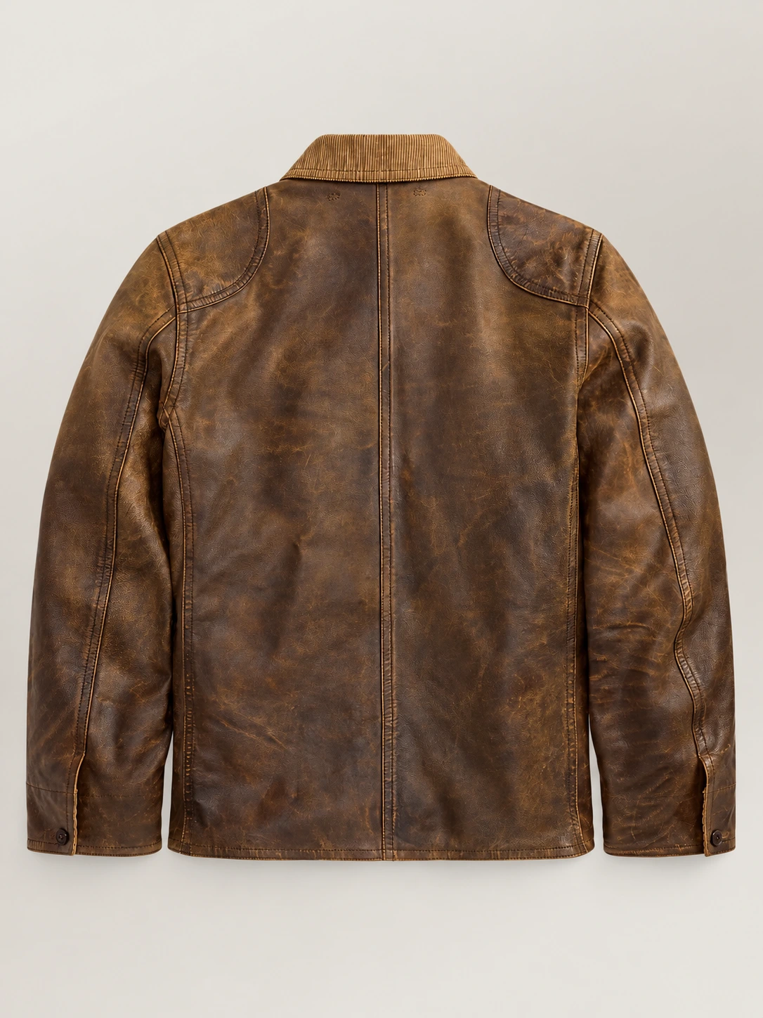 Men's Leather Corduroy Collar Jacket