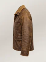 Men's Leather Corduroy Collar Jacket