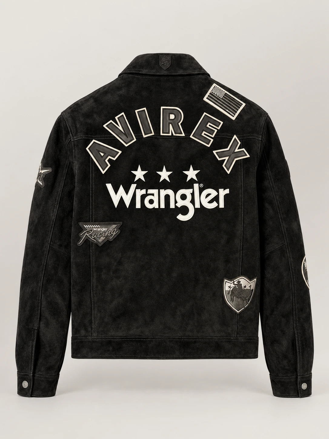 Women's Avirex X Wrangler Suede Trucker Leather Jacket