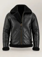 Men's Prime Trentino B3 Black Real Shearling Bomber Jacket