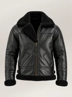 Men's Prime Trentino B3 Black Real Shearling Bomber Jacket