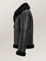 Men's Prime Trentino B3 Black Real Shearling Bomber Jacket