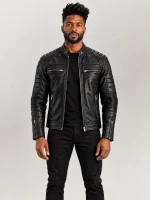 Men's Cagliari Black Biker Leather Jacket