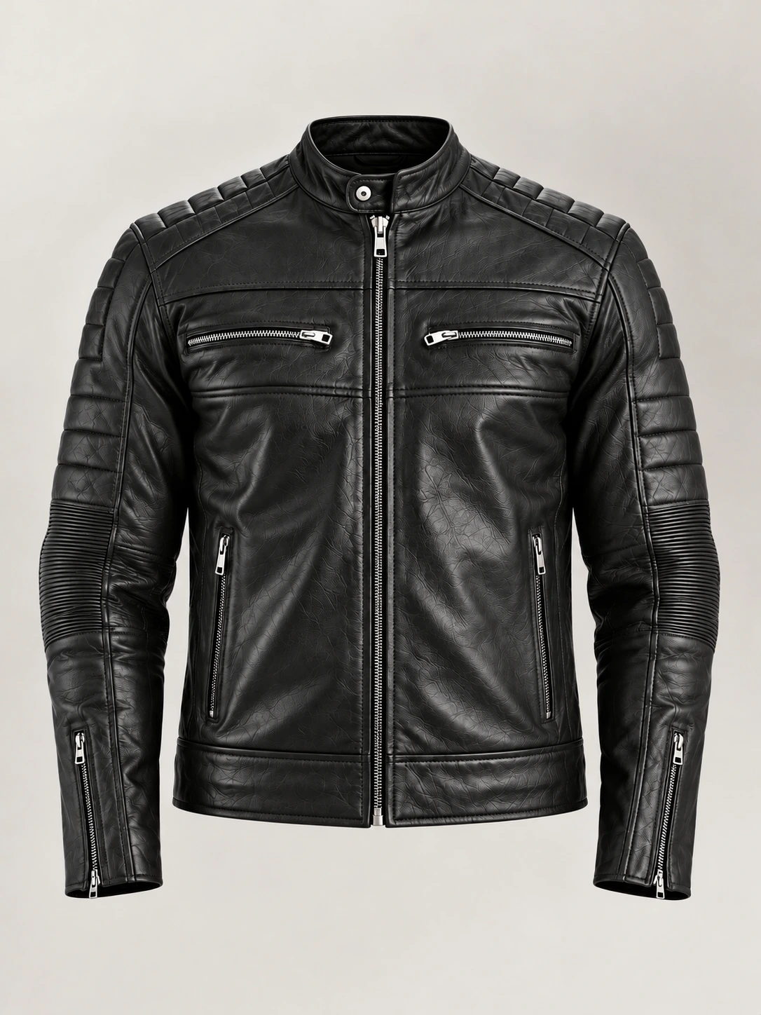 Men's Cagliari Black Biker Leather Jacket