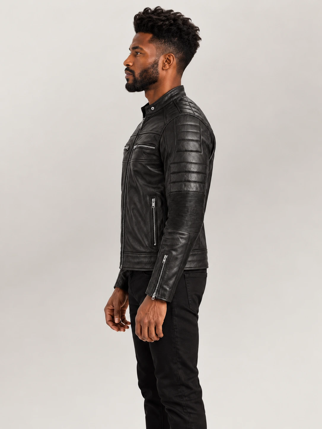 Men's Cagliari Black Biker Leather Jacket
