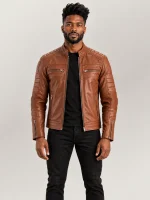 Men's Cagliari Brown Biker Leather Jacket