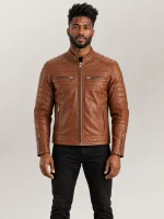 Men's Cagliari Brown Biker Leather Jacket