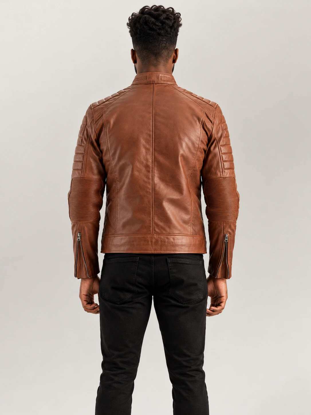 Men's Cagliari Brown Biker Leather Jacket
