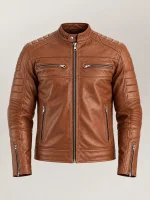 Men's Cagliari Brown Biker Leather Jacket