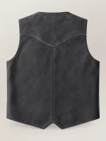 Men's Western Charcoal Nubik Cowhide Leather Vest