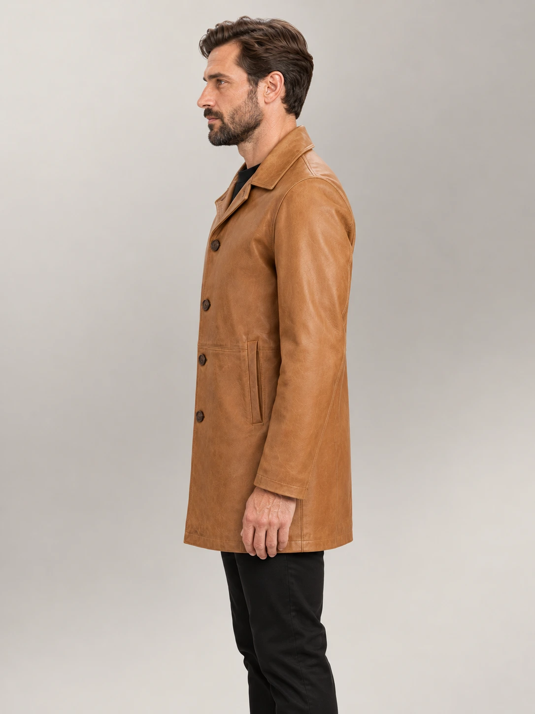 Men's Sicilia Tan Leather Coat