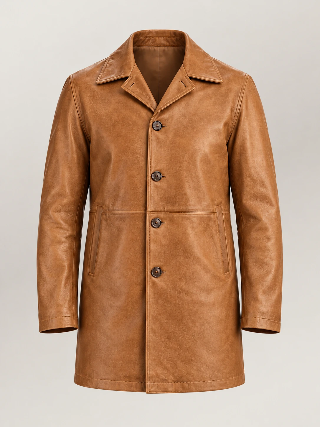 Men's Sicilia Tan Leather Coat