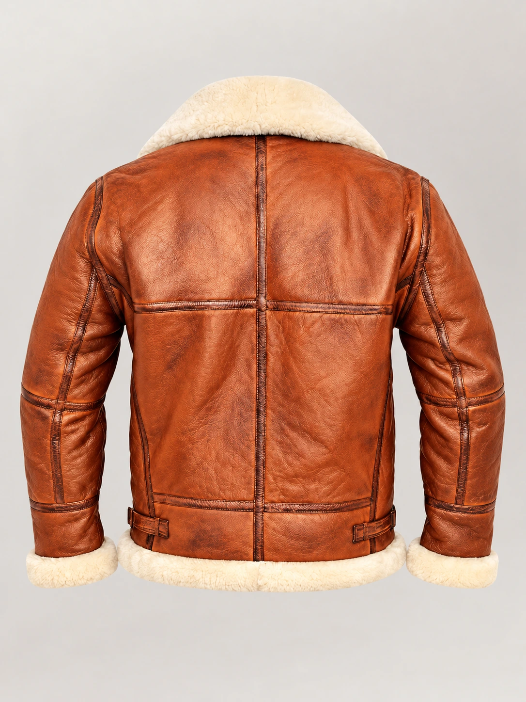 Men's Prime Trentino B3 Distressed Tan Real Shearling Bomber Jacket