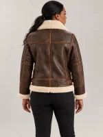 Women's Freda B3 Distressed Brown Real Shearling Bomber Jacket