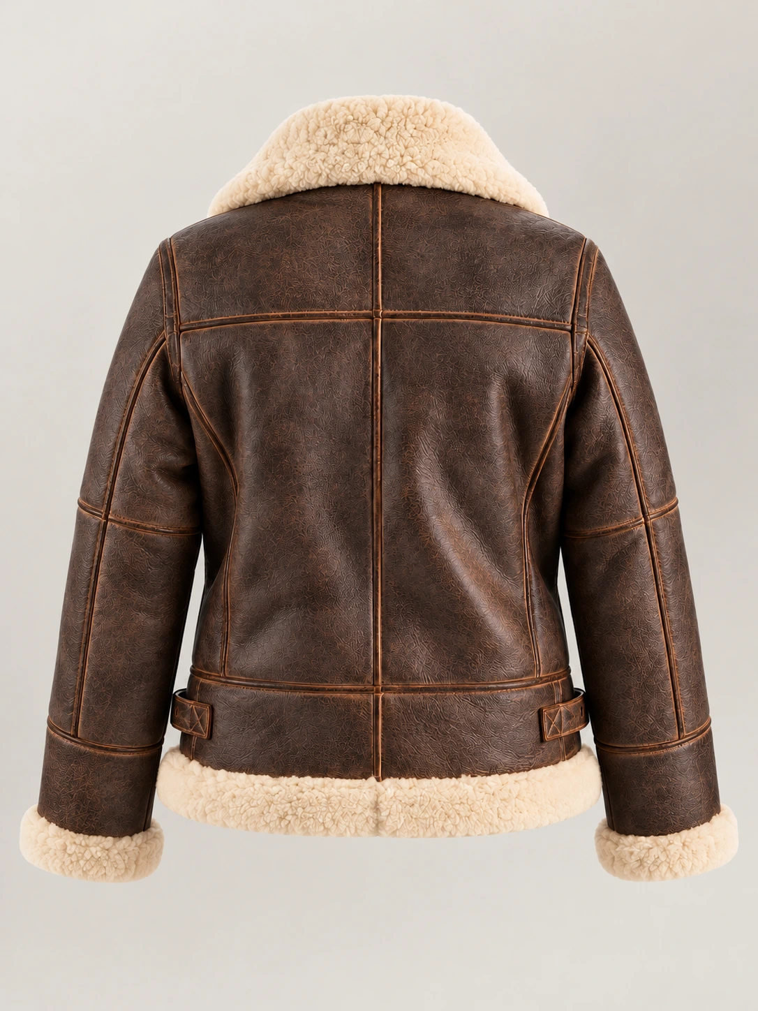 Women's Freda B3 Distressed Brown Real Shearling Bomber Jacket