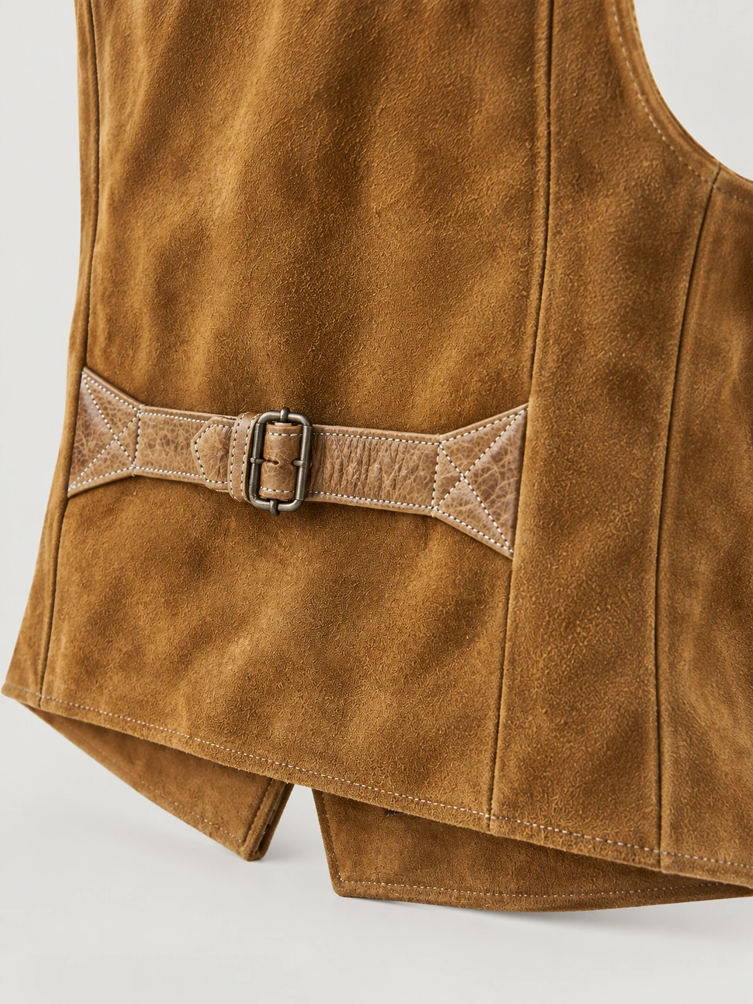 Men's Suede Western Garrison Leather Vest In Tan