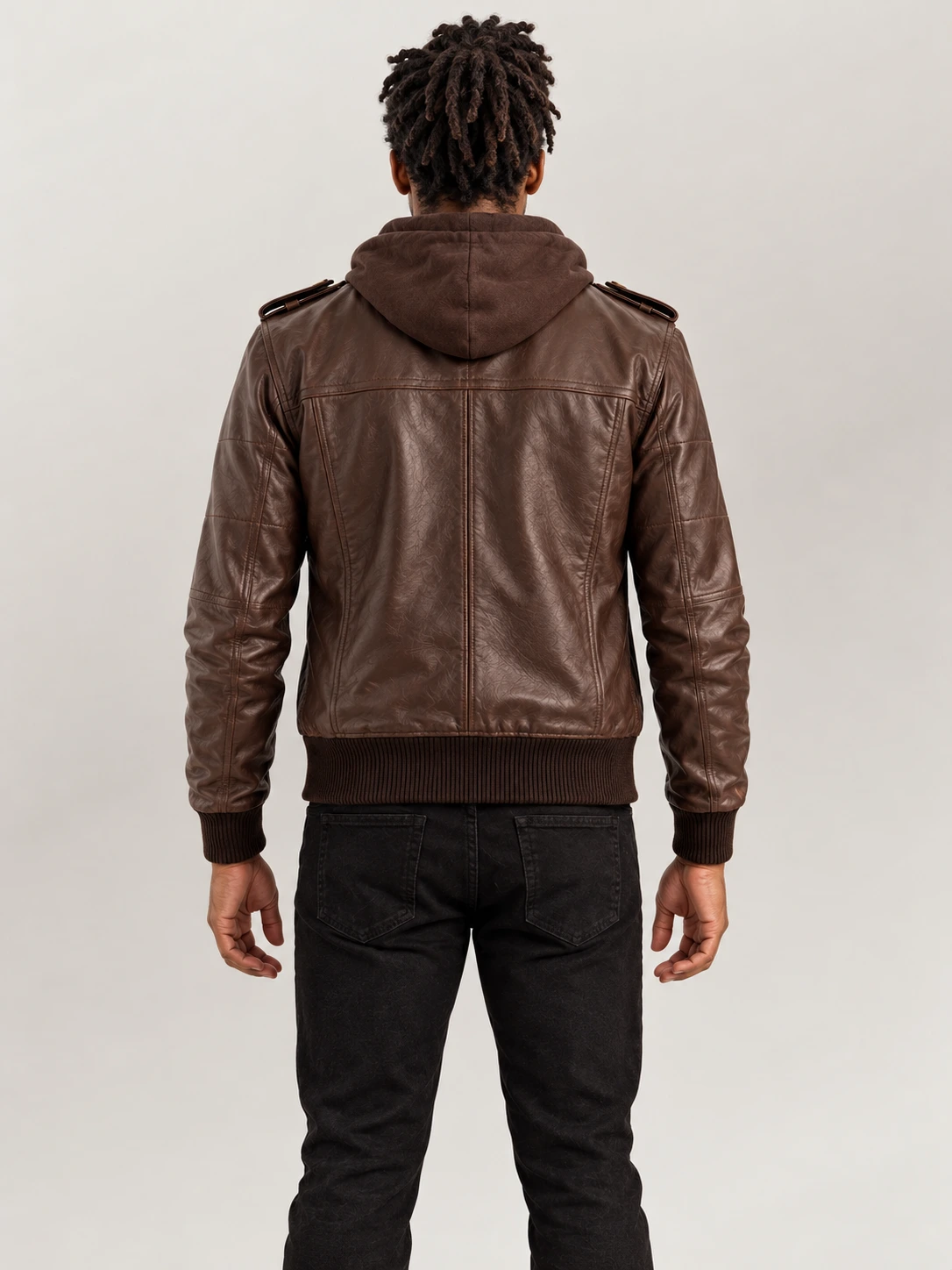 Men's Ischia Brown Hooded Leather Bomber Jacket