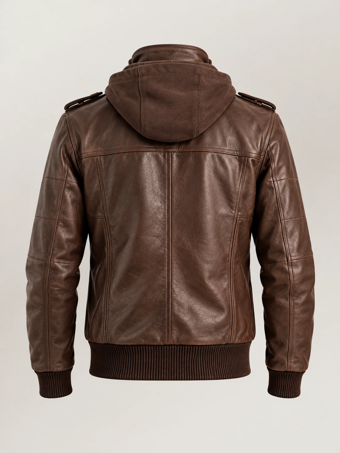 Men's Ischia Brown Hooded Leather Bomber Jacket