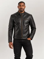 Men's Puglia Black Leather Biker Jacket