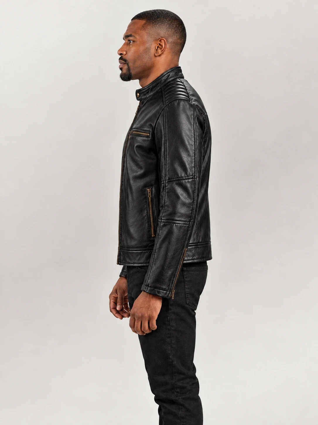 Men's Puglia Black Leather Biker Jacket