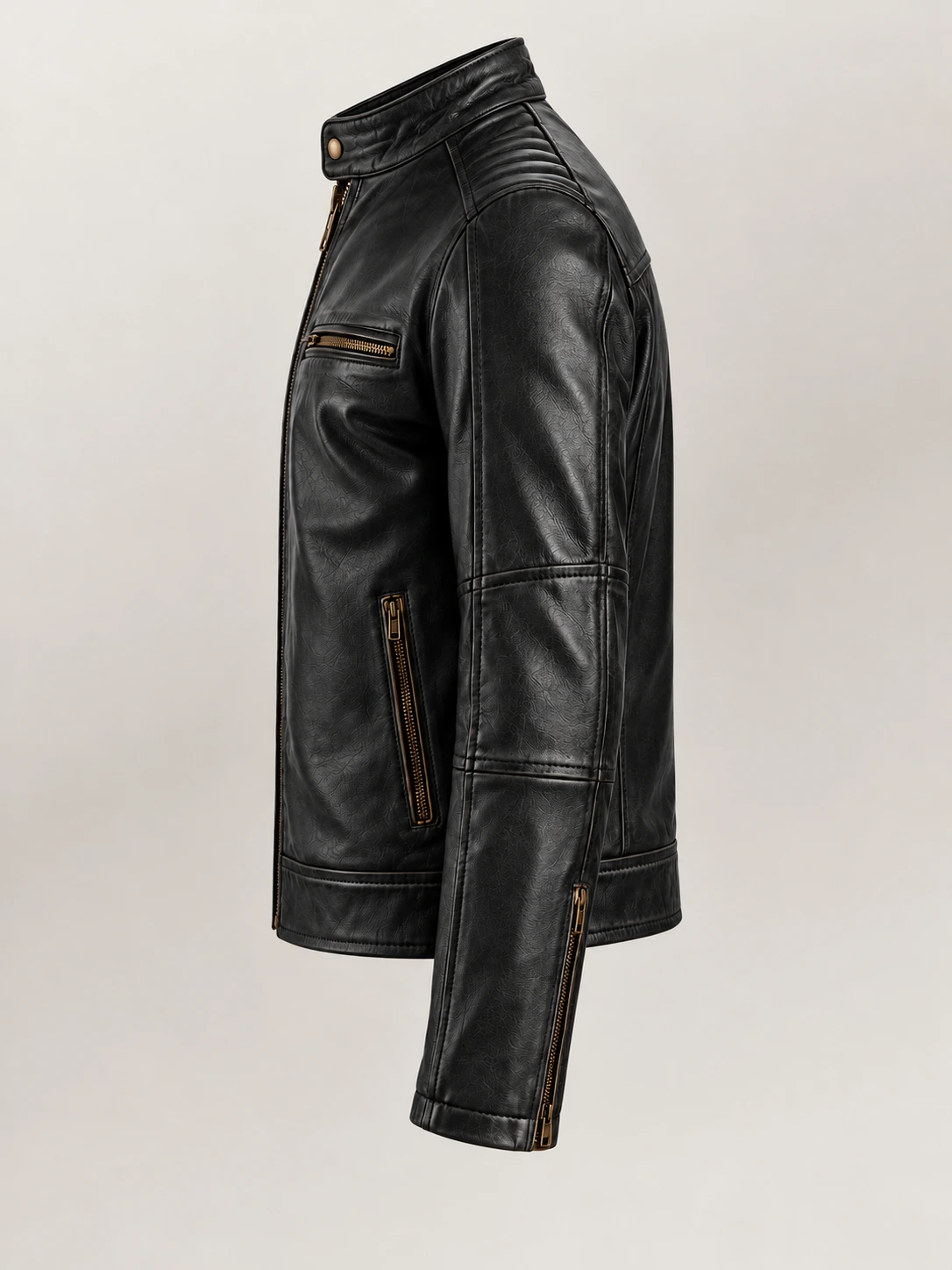 Men's Puglia Black Leather Biker Jacket
