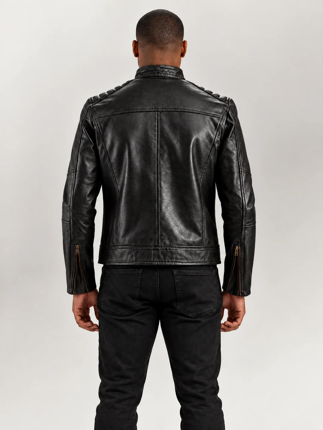 Men's Puglia Black Leather Biker Jacket