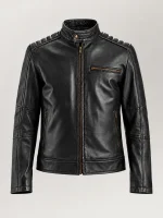 Men's Puglia Black Leather Biker Jacket