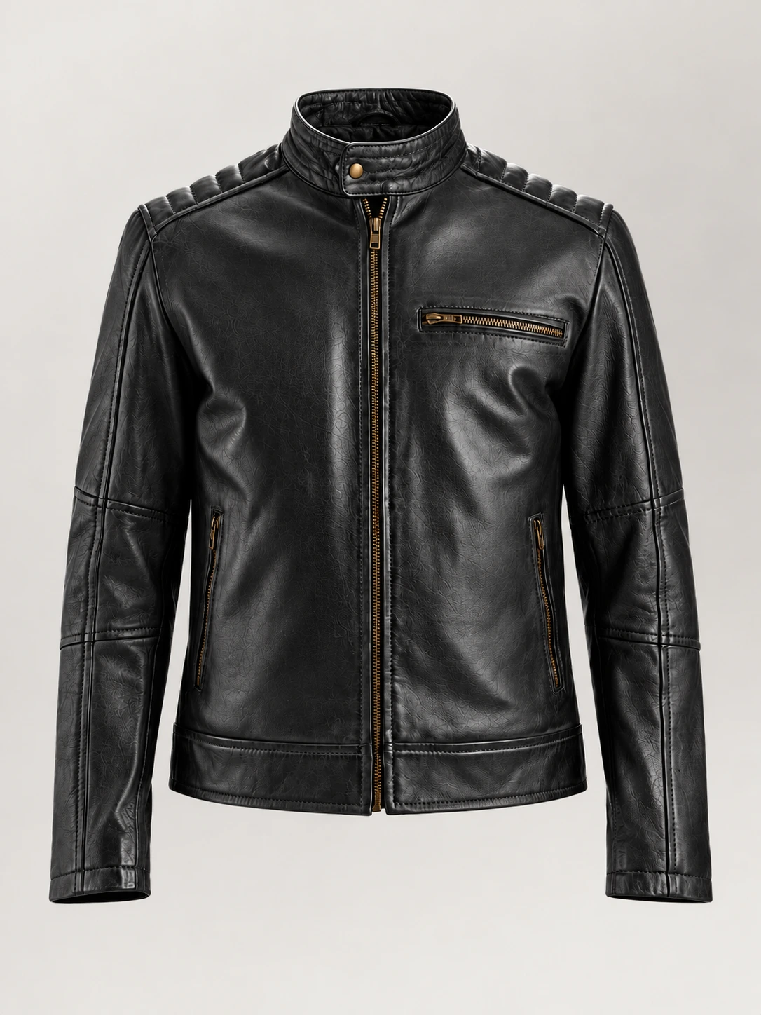 Men's Puglia Black Leather Biker Jacket