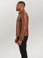 Men's Puglia Brown Leather Biker Jacket