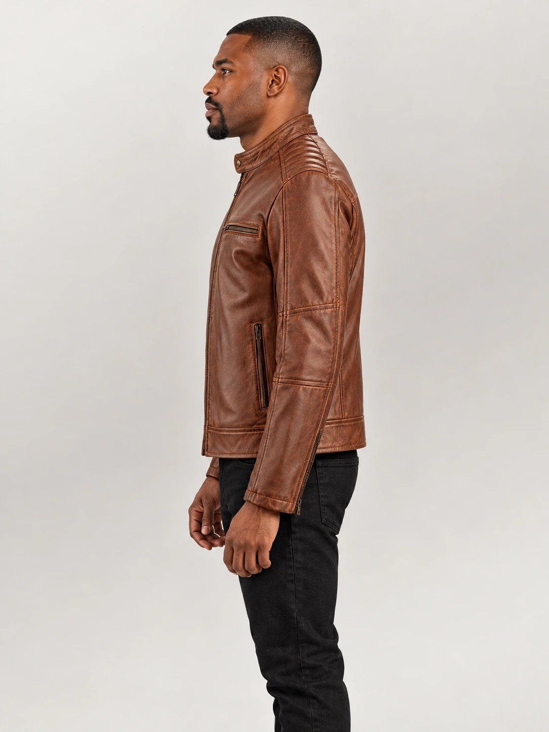 Men's Puglia Brown Leather Biker Jacket