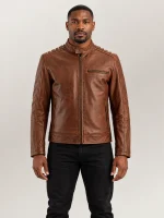 Men's Puglia Brown Leather Biker Jacket
