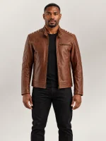 Men's Puglia Brown Leather Biker Jacket