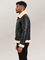 Men's Dolomiti RAF Black & White Real Shearling Bomber Jacket