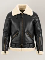 Men's Dolomiti RAF Black & White Real Shearling Bomber Jacket
