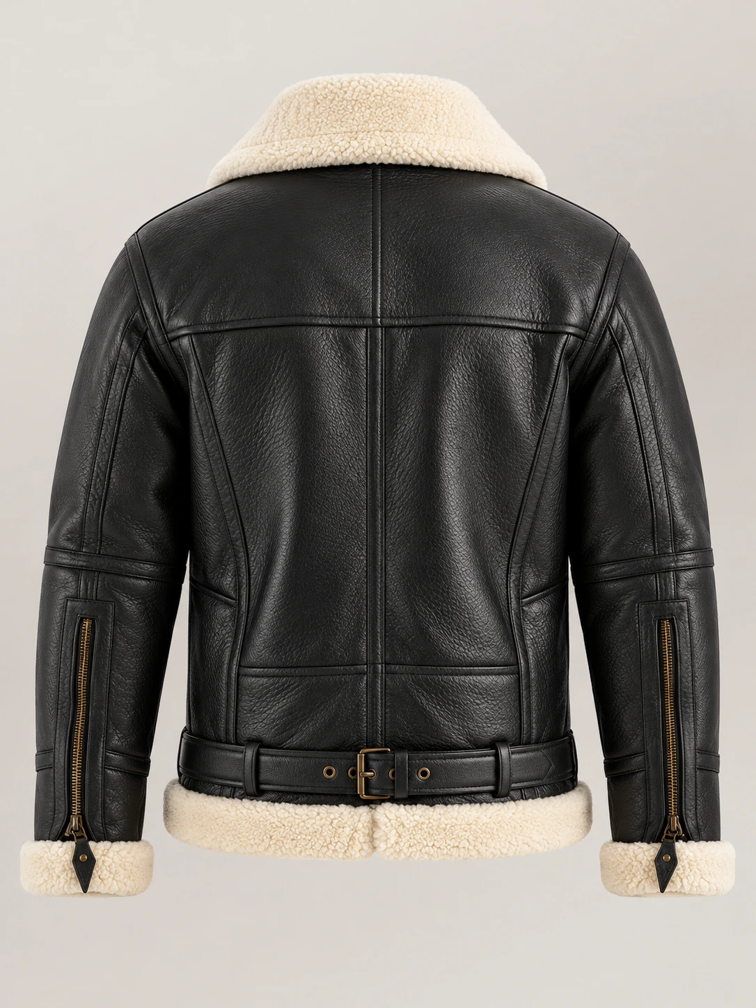 Men's Dolomiti RAF Black & White Real Shearling Bomber Jacket