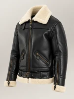 Men's Dolomiti RAF Black & White Real Shearling Bomber Jacket
