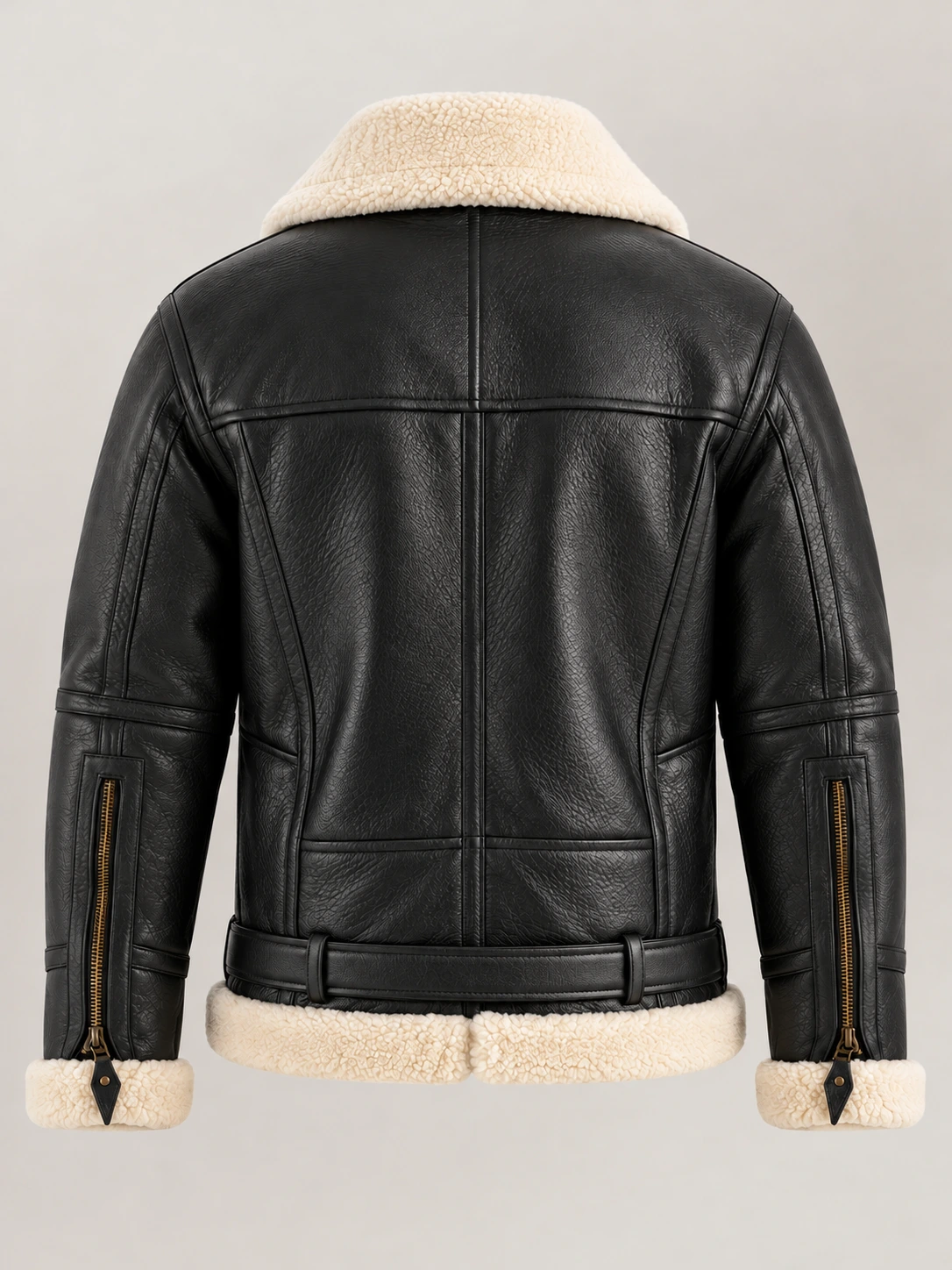 Men's Dolomiti RAF Black & White Real Shearling Bomber Jacket