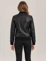 Women's Catania Black Leather Bomber Jacket