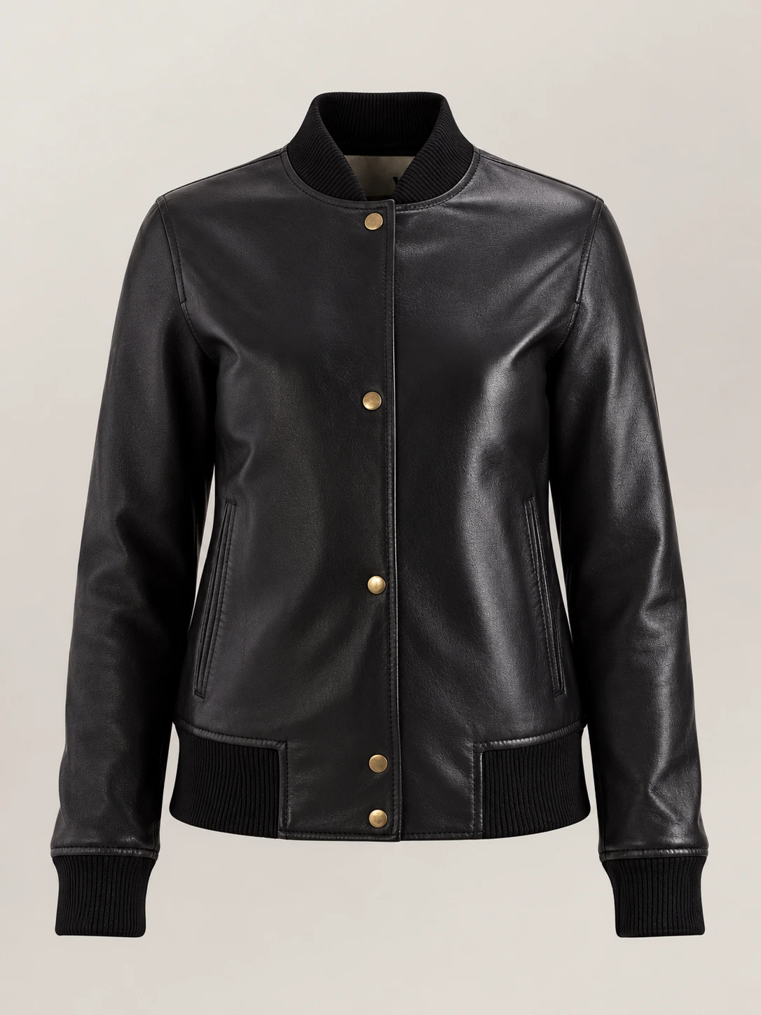 Women's Catania Black Leather Bomber Jacket