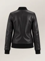 Women's Catania Black Leather Bomber Jacket
