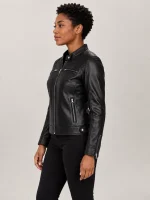 Women's Nera Notte Black Leather Biker Jacket